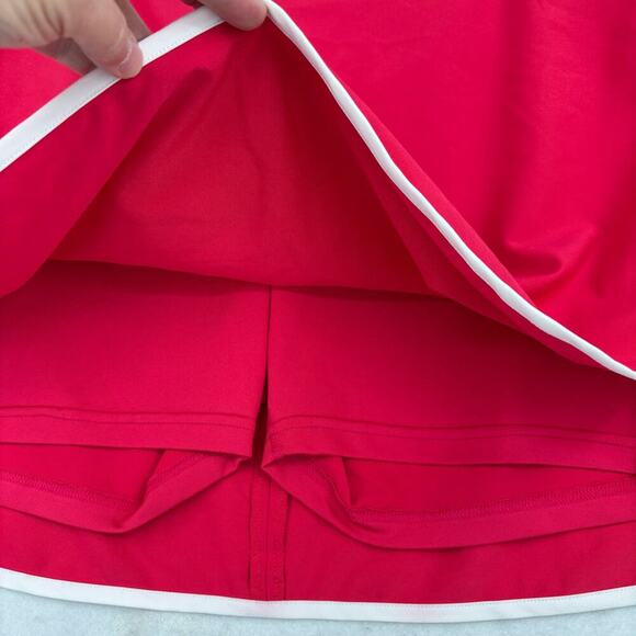 Maggie Lane Golf Skort Size 12 Coral Red Stretch Pocket Back Zip Built In Shorts - Picture 3 of 8